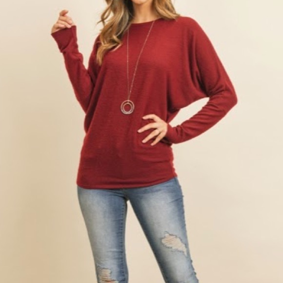 Cranberry Color Long Sleeve Top - Picture 9 of 9